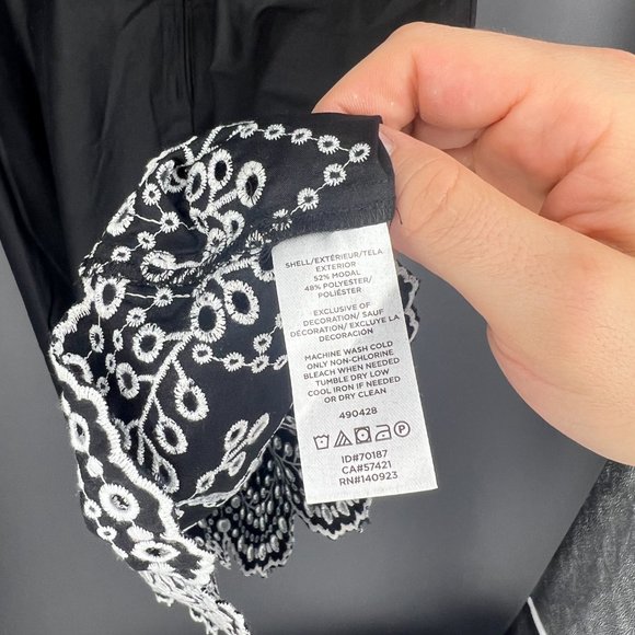 NWT! LOFT Black Tank Dress with White Embroidery - Picture 8 of 8